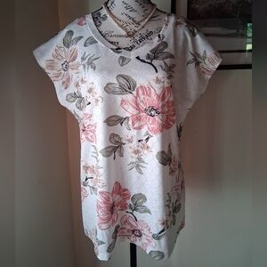Zeagoo Floral Blouse - Pink and White